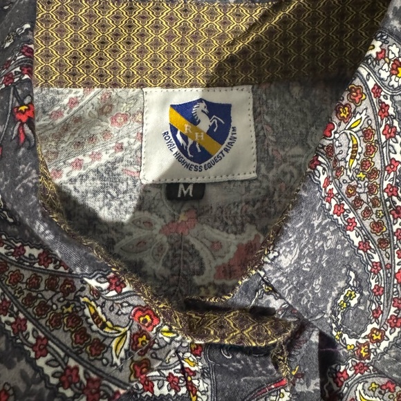 Royal Highness Women's Long Sleeve Button Up Gray Paisley Show Shirt Size Medium - Picture 6 of 9